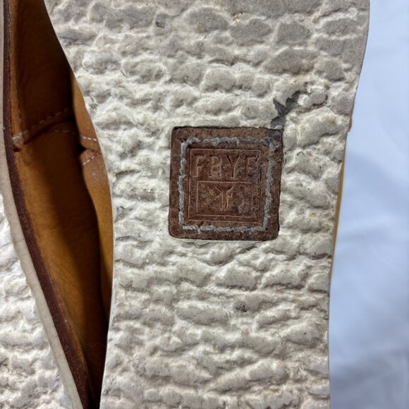 FRYE Brown Leather Camel Buffed Nubuck Slip on Milly A Line Flat Loafer Shoes 7 - Picture 5 of 7